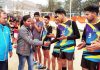 Chief guest, Monika Salve, Assistant Commandant CRPF interacts with the teams at GDC grounds, Poonch on Monday.