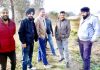 Former Chairman JMC Satish Sharma during re-starting of construction work of stadium at Bandu Rakh, Jammu.