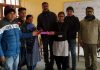 Dignitaries distributing prizes among winners in Udhampur on Thursday.