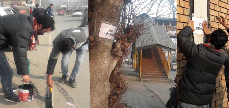 No parking signages being installed in Srinagar. No parking signages being installed in Srinagar.