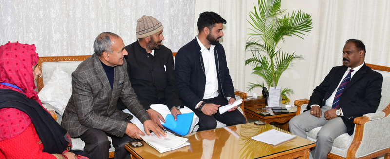 Lt. Governor G C Murmu meeting delegation of Sarpanch Association Doda on Thursday. Lt. Governor G C Murmu meeting delegation of Sarpanch Association Doda on Thursday.