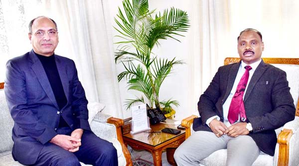 Lt Governor meeting Justice (Retd) M.K. Hanjura, Chairperson J&K Law Commission on Monday. Lt Governor meeting Justice (Retd) M.K. Hanjura, Chairperson J&K Law Commission on Monday.