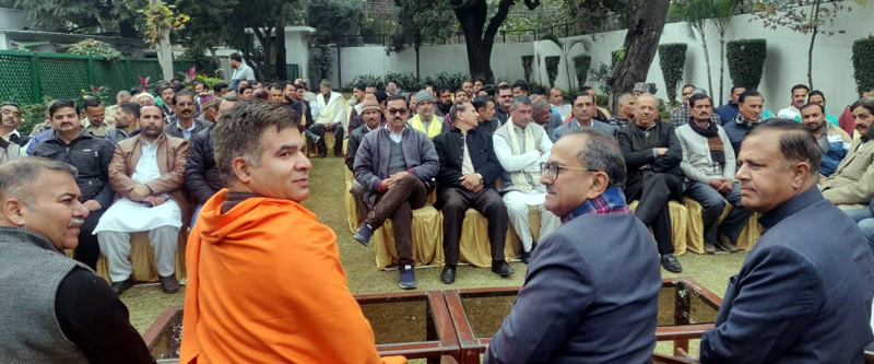 BJP leaders during a meeting of party workers at Jammu on Sunday. BJP leaders during a meeting of party workers at Jammu on Sunday.