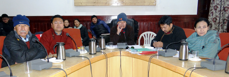 Konchok Stanzin chairing education review meeting at Leh on Saturday. Konchok Stanzin chairing education review meeting at Leh on Saturday.