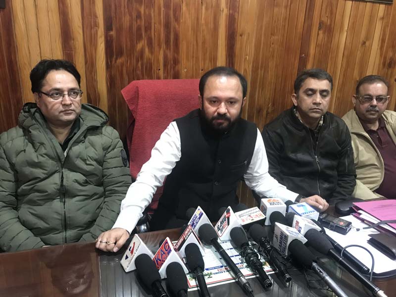 Ikkjut Jammu chairman, Advocate Ankur Sharma addressing a press conference at Jammu. Ikkjut Jammu chairman, Advocate Ankur Sharma addressing a press conference at Jammu.