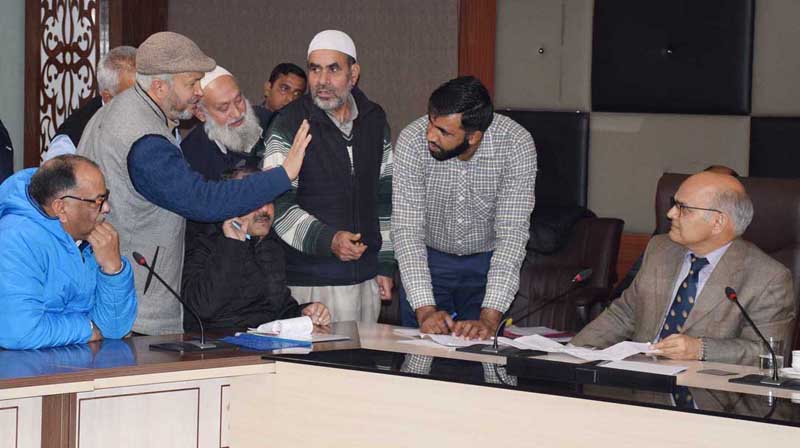 Advisor K K Sharma interacting with a deputation in Jammu on Thursday. Advisor K K Sharma interacting with a deputation in Jammu on Thursday.