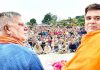 BJP State President, Ravinder Raina and former Minister Ch Sukhnandan addressing a rally at Gajansoo.