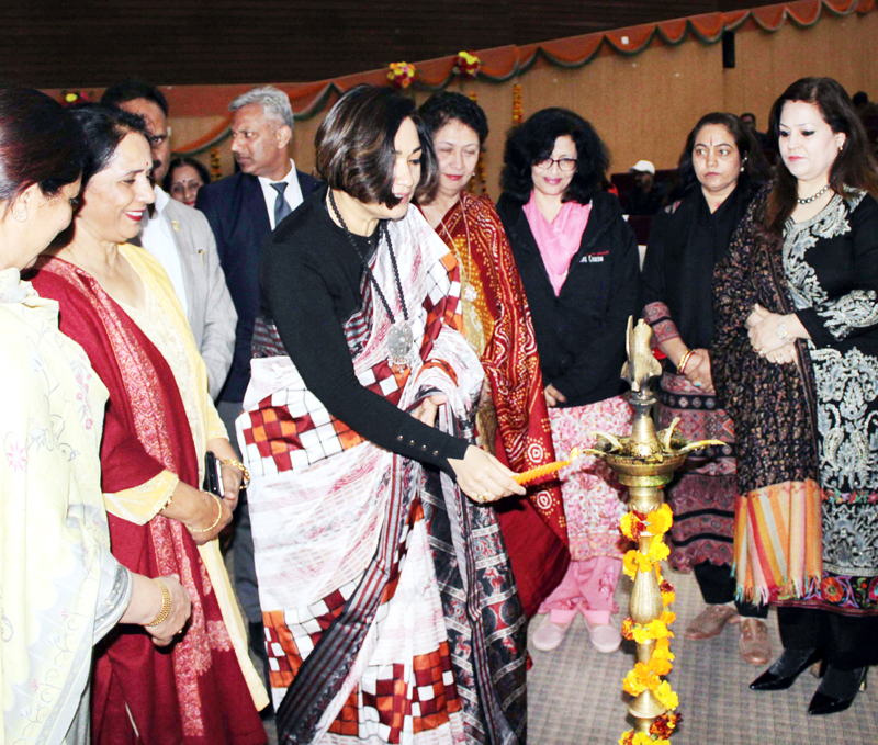First Lady of UT J&K Smita Murmu lighting ceremonial lamp while inaugurating Ladies Cultural Programme at Teacher’s Bhawan, Gandhi Nagar in Jammu. -Excelsior/ Rakesh First Lady of UT J&K Smita Murmu lighting ceremonial lamp while inaugurating Ladies Cultural Programme at Teacher’s Bhawan, Gandhi Nagar in Jammu. -Excelsior/ Rakesh