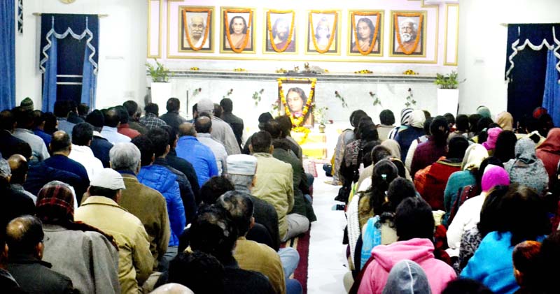 Devotees during meditation programme at Yogoda Satsanga Dhyana Kendra, Jammu in connection with birthday of Paramahansa Yogananda. Devotees during meditation programme at Yogoda Satsanga Dhyana Kendra, Jammu in connection with birthday of Paramahansa Yogananda.