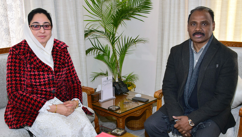 Lt. Governor meeting Dr. Darakhshan Andrabi, Member Central Waqf Council on Wednesday. Lt. Governor meeting Dr. Darakhshan Andrabi, Member Central Waqf Council on Wednesday.