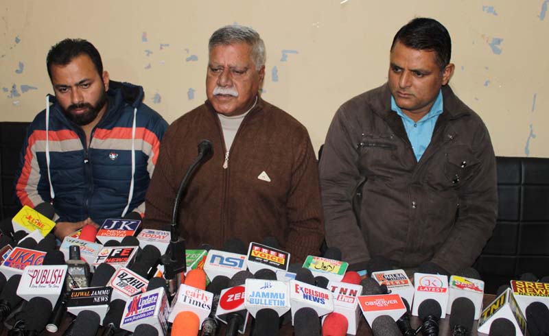 Senior BJP leader and former Minister, Ch Sukhnandan talking to reporters at Jammu on Thursday. -Excelsior/Rakesh Senior BJP leader and former Minister, Ch Sukhnandan talking to reporters at Jammu on Thursday. -Excelsior/Rakesh