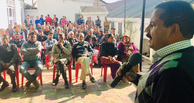 Balwant Singh Mankotia addressing JKNPP workers at party office in Udhampur on Thursday. Balwant Singh Mankotia addressing JKNPP workers at party office in Udhampur on Thursday.