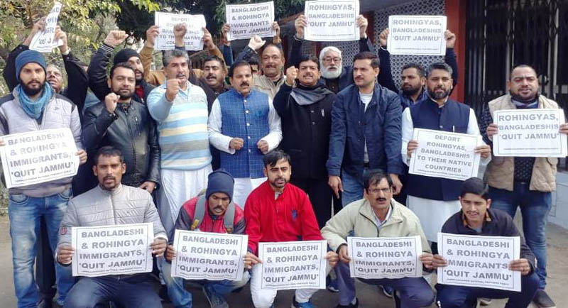 NPP activists staging protest in Jammu on Saturday. -Excelsior/Rakesh NPP activists staging protest in Jammu on Saturday. -Excelsior/Rakesh