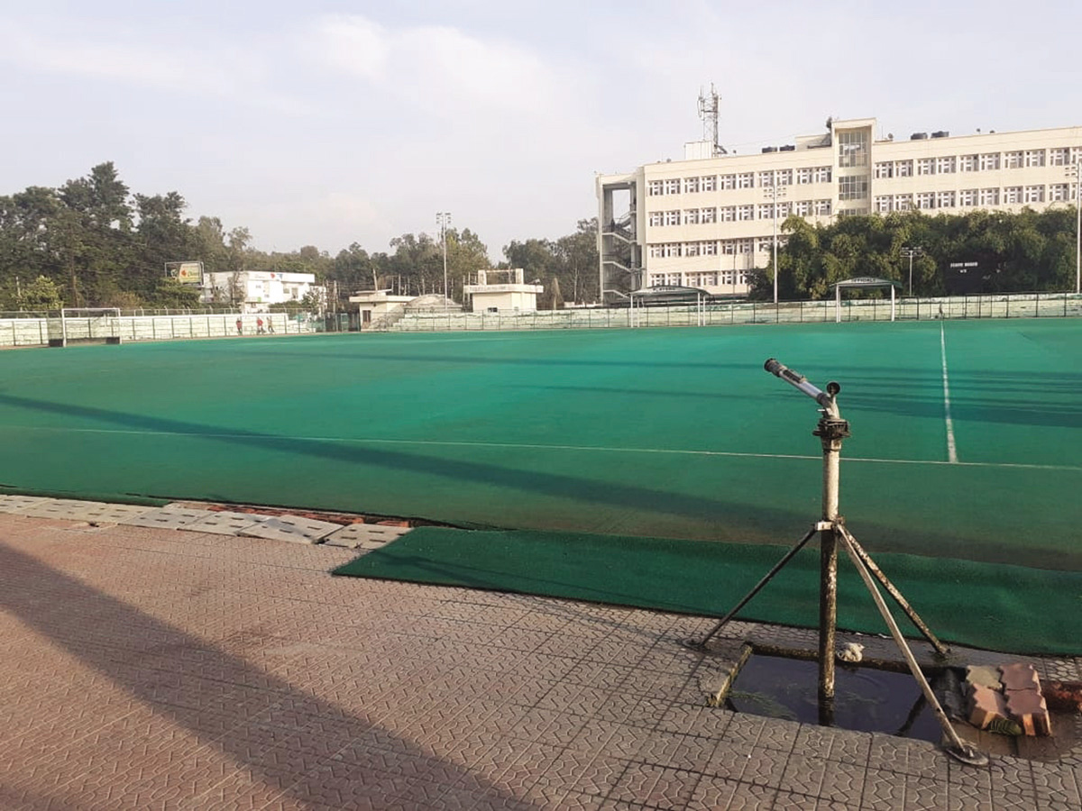 A view of Astro-turf hockey stadium in Jammu. A view of Astro-turf hockey stadium in Jammu.