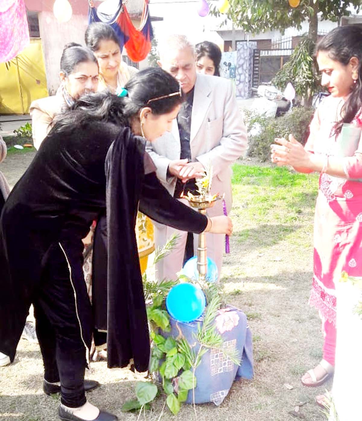 Dignitaries lighting ceremonial lamp while celebrating Foundation Day at Sai Shyam College of Education, Gho Manhasan, Jammu. Dignitaries lighting ceremonial lamp while celebrating Foundation Day at Sai Shyam College of Education, Gho Manhasan, Jammu.