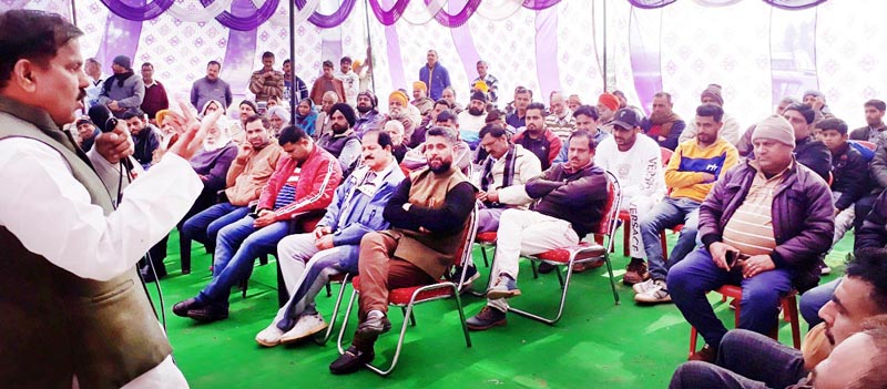 Chairman of Jammu and Kashmir National Panther Party, Harsh Dev Singh addressing the gathering in RS Pura. Chairman of Jammu and Kashmir National Panther Party, Harsh Dev Singh addressing the gathering in RS Pura.