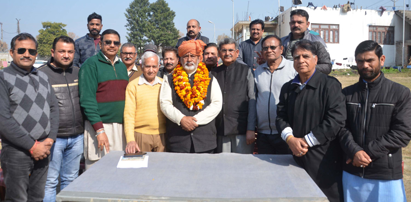 Newly elected Manhas Mahasabha president, Balbir Singh along with other community members posing for a group photograph. Newly elected Manhas Mahasabha president, Balbir Singh along with other community members posing for a group photograph.