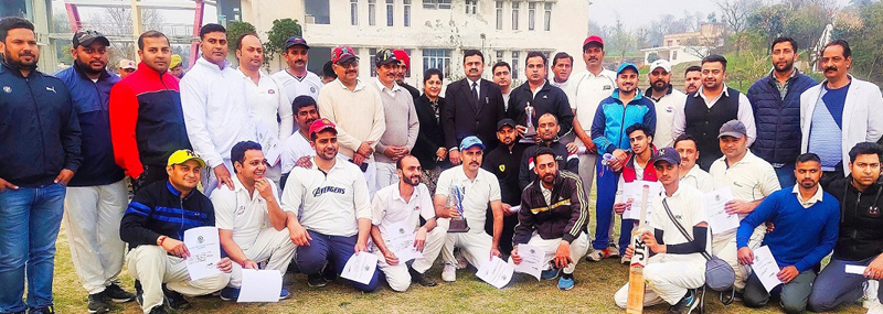 Winners of cricket tournament organised by District Legal Services Authority (DLSA) Udhampur posing along with dignitaries. Winners of cricket tournament organised by District Legal Services Authority (DLSA) Udhampur posing along with dignitaries.