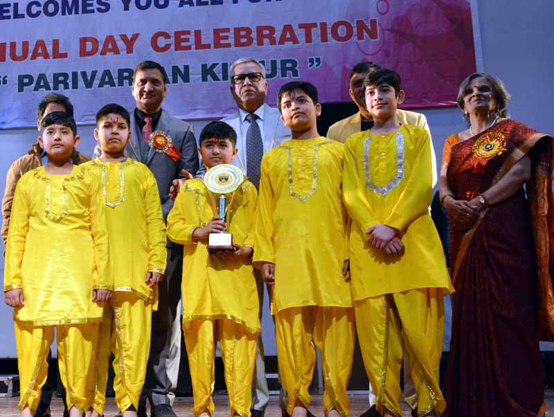 Students posing alongwith chief guest Frooq Khan advisor to Lt Governor during Annual Day celebration at Teacher Bhavan in Jammu. Students posing alongwith chief guest Frooq Khan advisor to Lt Governor during Annual Day celebration at Teacher Bhavan in Jammu.