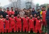 Winners of Rolling Football Trophy organised by SP College Srinagar posing for a group photograph.