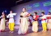 Students performing cultural activity while celebrating Annual Day at Jammu Sanskriti School in Jammu.