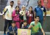 Medal winners in Indoor Field Archery posing along with officials at Agra.