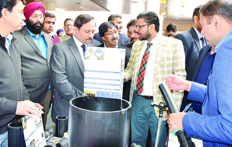 Advisor R R Bhatnagar inspecting stalls during a conference in Jammu on Saturday. Advisor R R Bhatnagar inspecting stalls during a conference in Jammu on Saturday.