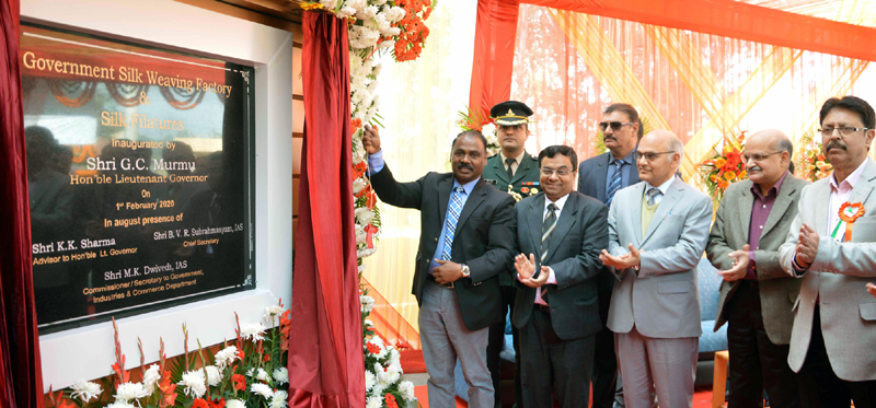 Lt Governor inaugurating Govt Silk Weaving Factory at Bari Brahmana on Saturday. Lt Governor inaugurating Govt Silk Weaving Factory at Bari Brahmana on Saturday.