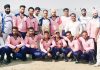 Teams posing for a group photograph along with DG Sports, Dr Saleem-ur-Rehman at Khel Gaon, Nagrota in Jammu.