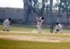 Batsman executing a shot during a match between Haryana and J&K at GGM Science College in Jammu. -Excelsior/Rakesh