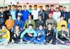 Winners of Jammu district boxing championship posing with chief guest, Satish Gupta at MA Stadium, Jammu on Saturday.