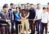 Chief guest and other dignitaries cutting ribbon to inaugurate Chichi Mata Cricket Tournament in Samba on Sunday.