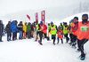 ShowShoe athletes being flagged off on day-2 of Khelo India Winter Games in Gulmarg.