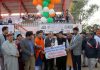 Advisor Farooq Khan and BJP president, Ravinder Raina along with other dignitaries inaugurating the third edition of Pt Prem Nath Memorial Football Gold Cup Tournament.
