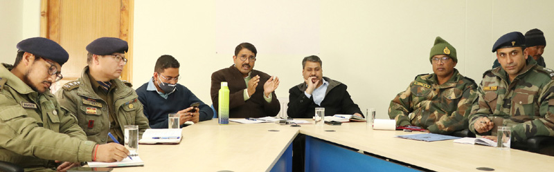 Divisional Commissioner Ladakh Saugat Biswas chairing a meeting on Tuesday. Divisional Commissioner Ladakh Saugat Biswas chairing a meeting on Tuesday.