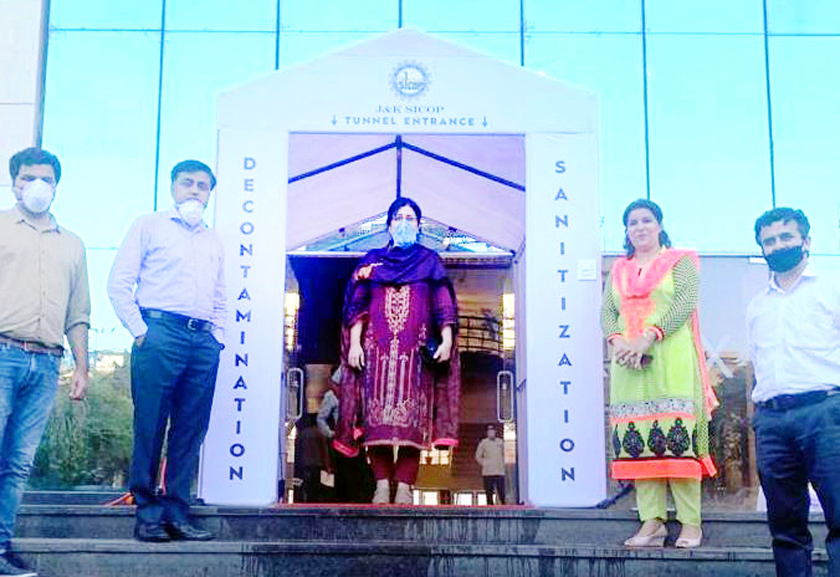 Sanitization tunnel setup at Udyog Bhawan Jammu by J&K SICOP. Sanitization tunnel setup at Udyog Bhawan Jammu by J&K SICOP.