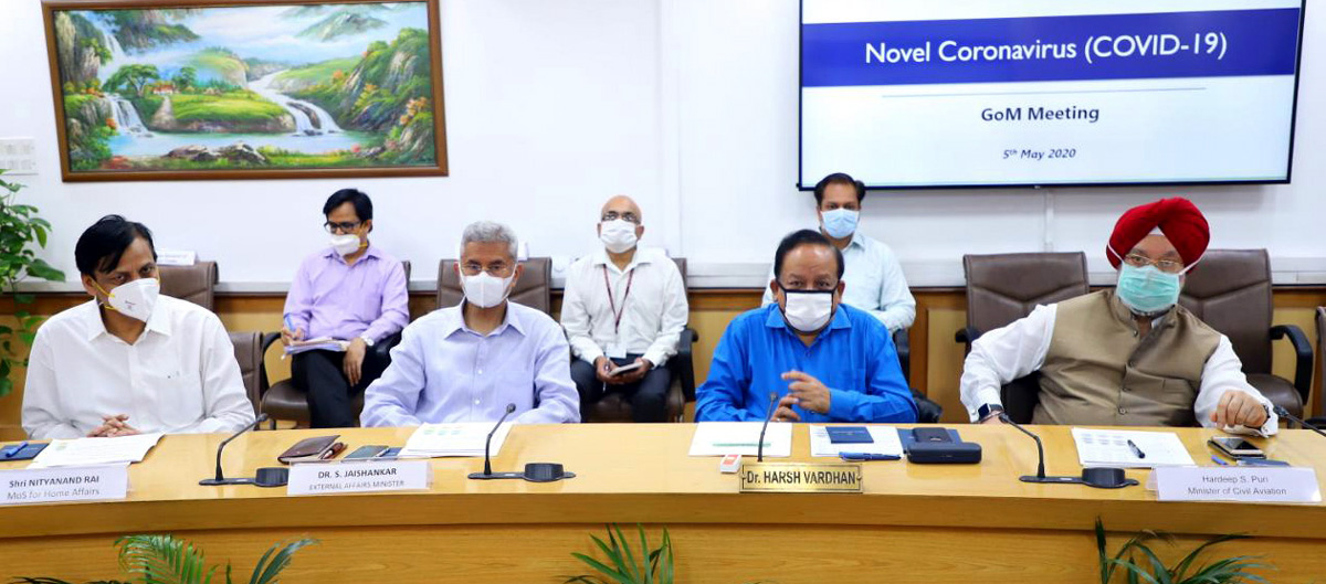 Union Minister for Health & Family Welfare, Science & Technology and Earth Sciences, Dr. Harsh Vardhan chairing a high-level meeting of the Group of Ministers to review, monitor and evaluate the preparedness and measures taken regarding the management of Novel Coronavirus Disease (COVID-19), in New Delhi on Tuesday. Union Minister for Health & Family Welfare, Science & Technology and Earth Sciences, Dr. Harsh Vardhan chairing a high-level meeting of the Group of Ministers to review, monitor and evaluate the preparedness and measures taken regarding the management of Novel Coronavirus Disease (COVID-19), in New Delhi on Tuesday.