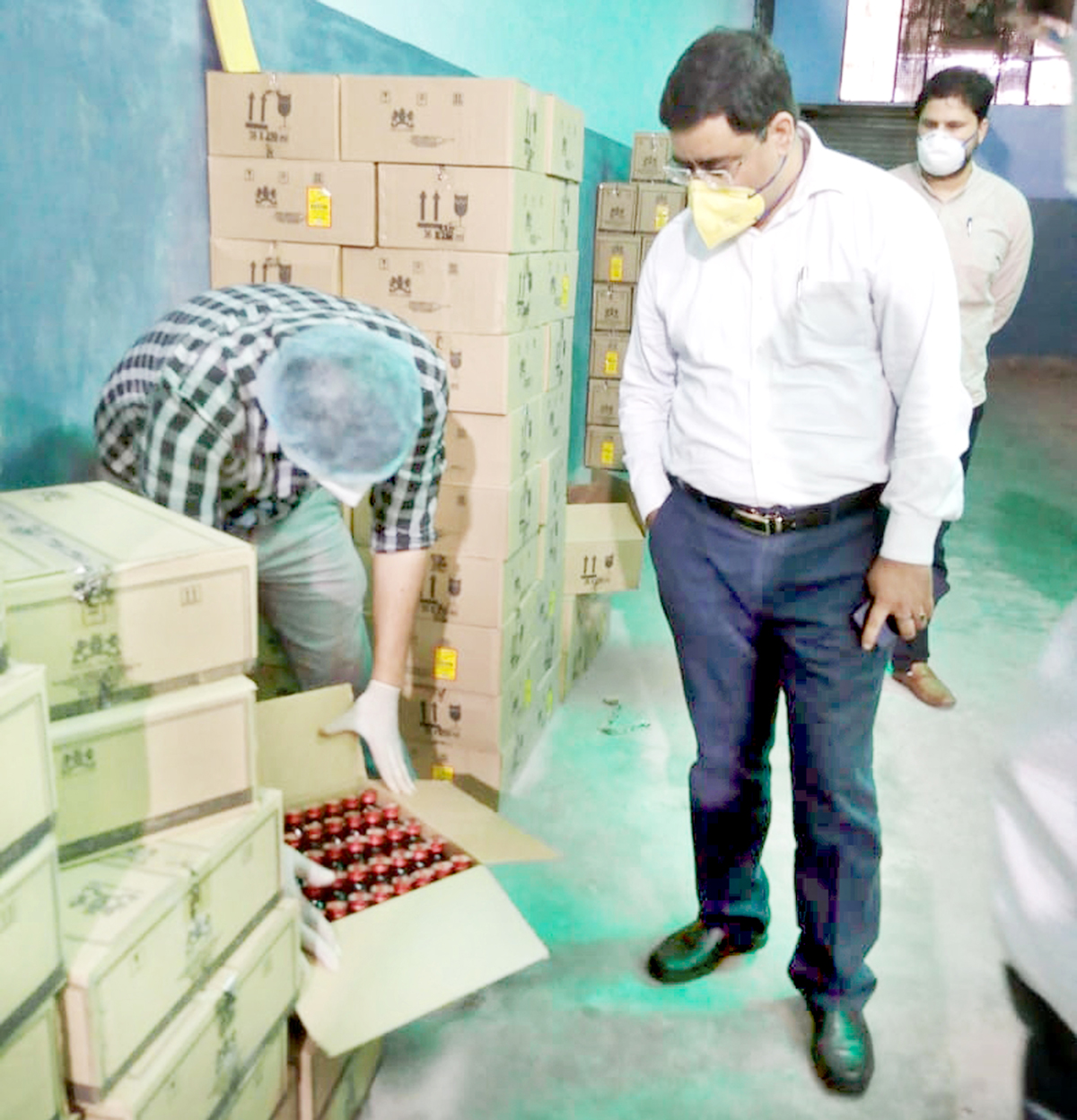 Excise Commissioner RK Shavan during visit to liquor bottling plant in Samba district. Excise Commissioner RK Shavan during visit to liquor bottling plant in Samba district.