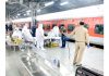 Health workers and police personnel geared up at Railway Station as first train since lockdown reached Jammu on Thursday morning.