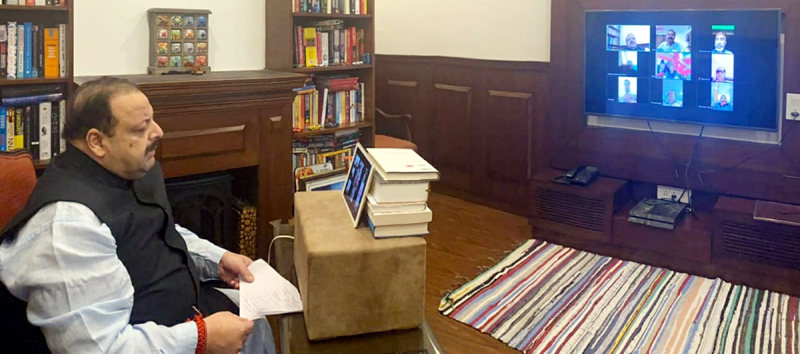 NC Provincial President Devender Singh Rana holding video conference with district presidents at Jammu. NC Provincial President Devender Singh Rana holding video conference with district presidents at Jammu.