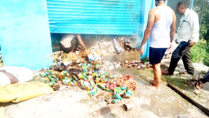 Goods perished in fire at a shop in Ramgarh on Sunday. -Excelsior/Badyal Goods perished in fire at a shop in Ramgarh on Sunday. -Excelsior/Badyal