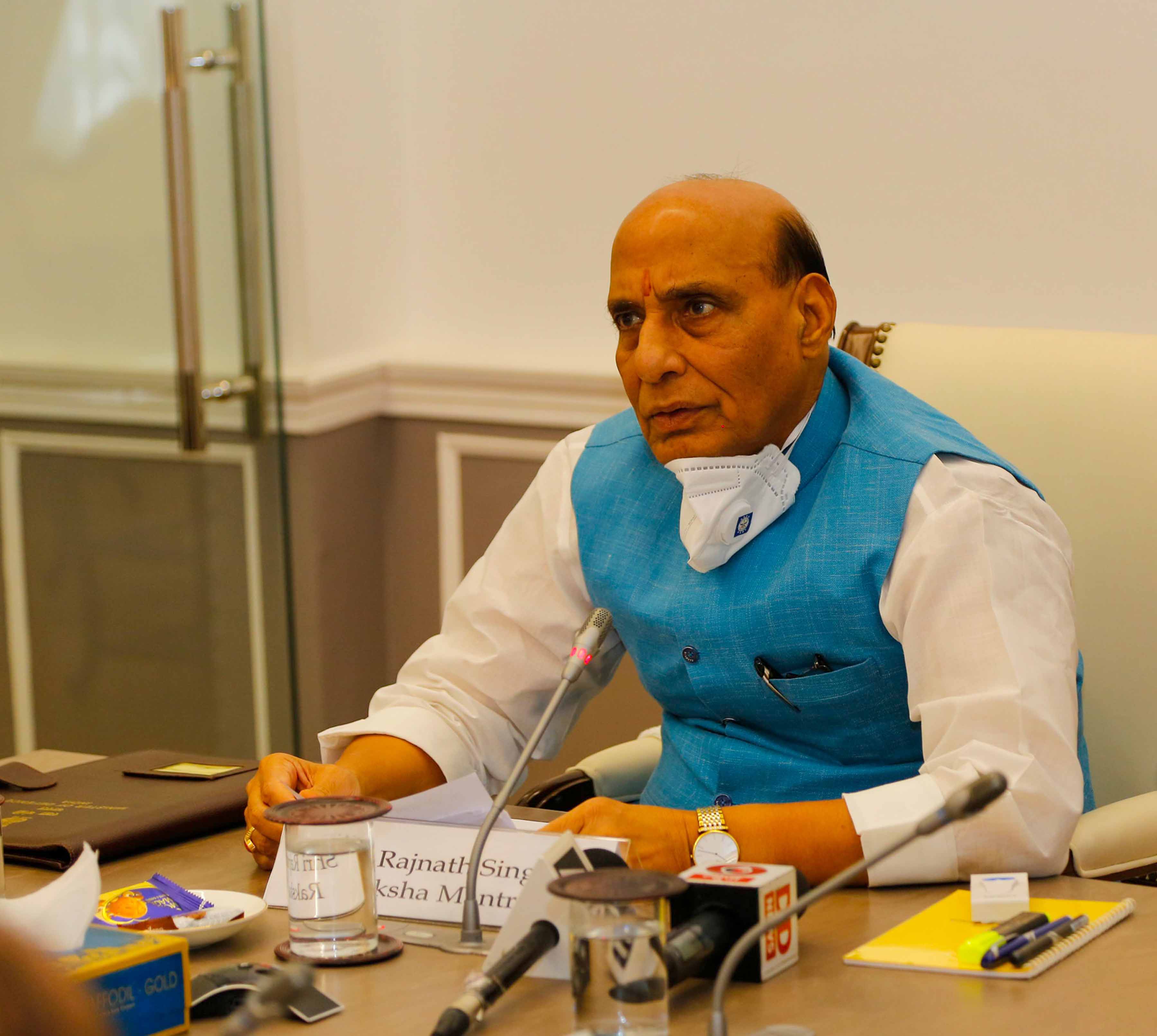 Defence Minister Rajnath Singh dedicating to the nation via video conference a 80 kilometre long crucial road from Ghatiabgarh to Lipulekh, vastly reducing travel time to Kailash-Manasarovar yatra, in New Delhi on Friday. (UNI) Defence Minister Rajnath Singh dedicating to the nation via video conference a 80 kilometre long crucial road from Ghatiabgarh to Lipulekh, vastly reducing travel time to Kailash-Manasarovar yatra, in New Delhi on Friday. (UNI)