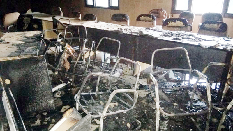 Property damaged in fire. -Excelsior/ Tilak Raj Property damaged in fire. -Excelsior/ Tilak Raj