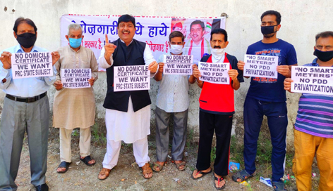 JWAM activists during a protest demonstration at Jammu on Thursday. JWAM activists during a protest demonstration at Jammu on Thursday.