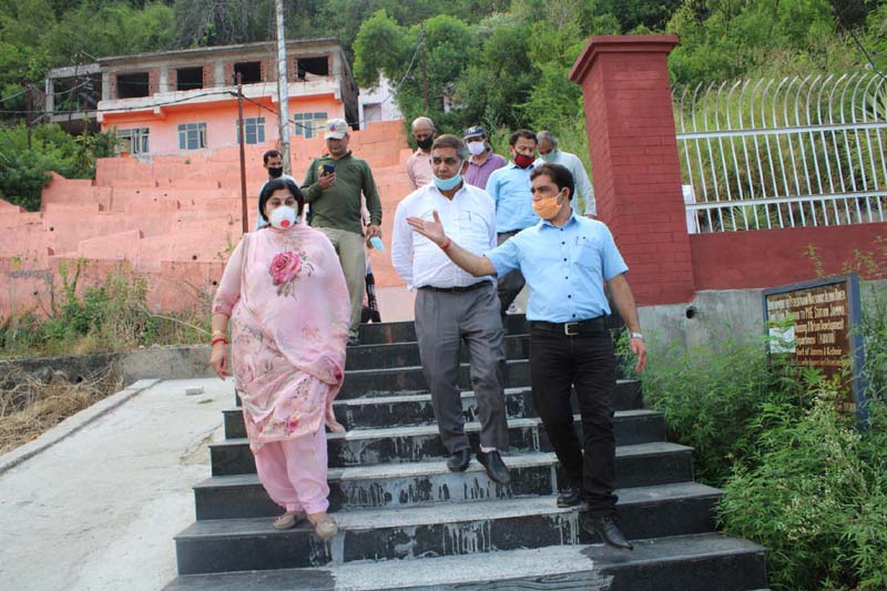 JMC team taking stock of walkway project at Peer Kho in Jammu on Saturday. JMC team taking stock of walkway project at Peer Kho in Jammu on Saturday.