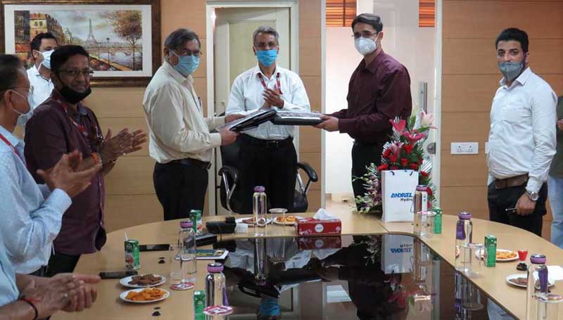 Representatives at CVPPPL signing contract with M/s Andritz Hydro Pvt Ltd India at Jammu on Monday. Representatives at CVPPPL signing contract with M/s Andritz Hydro Pvt Ltd India at Jammu on Monday.