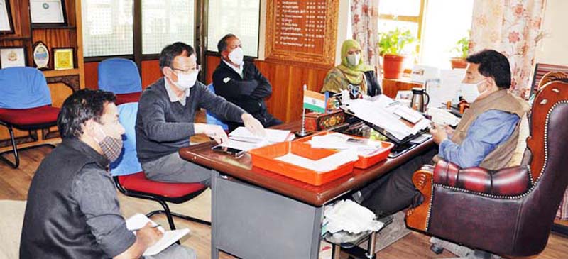CEC LAHDC, Leh Gyal P Wangyal chairing a meeting of officers at Council Secretariat, Leh. CEC LAHDC, Leh Gyal P Wangyal chairing a meeting of officers at Council Secretariat, Leh.