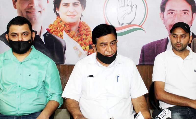 PCC chief spokesperson Ravinder Sharma addressing press conference in Jammu on Tuesday. -Excelsior/Rakesh PCC chief spokesperson Ravinder Sharma addressing press conference in Jammu on Tuesday. -Excelsior/Rakesh