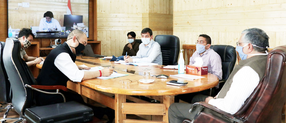 Advisor Umang Narula chairing a meeting at Leh on Wednesday. Advisor Umang Narula chairing a meeting at Leh on Wednesday.
