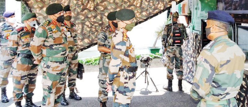 Army chief Gen Manoj Mukund Naravane during visit to a forward area of Jammu on Monday.
